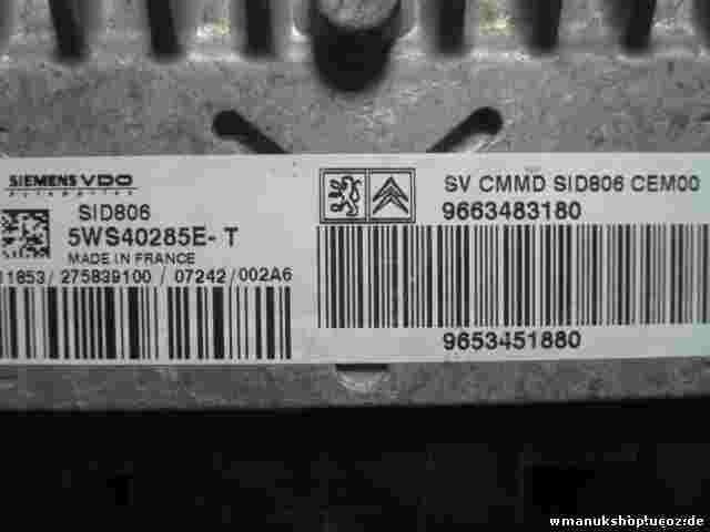 Centralita Peugeot 207 Citroen C3 9653483180 966348380 SIEMENS VDO 5WS40285E-T