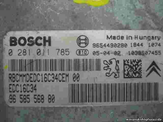 Centralina Citroen C3 1.4 Peugeot 9658556880 EDC16C34 BOSCH 0281011785