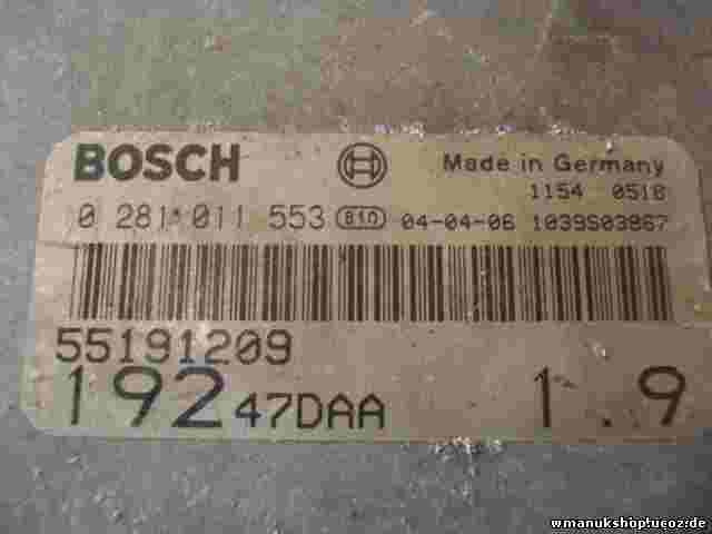 Centralita del motor Fiat 55191209 0055191209 19247DAA 1039S03867 0281011553