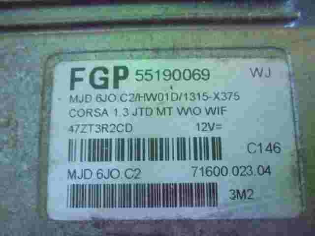 Centralita Opel Corsa 1.3 JTD FGP 55190069 WJ 7160002304 HW01D/1315-X375 MJD6JO