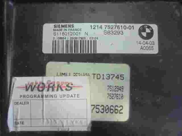 Centralita BMW Mini Cooper R50 R53 1214752761001 SIEMENS S118012001N 7530662