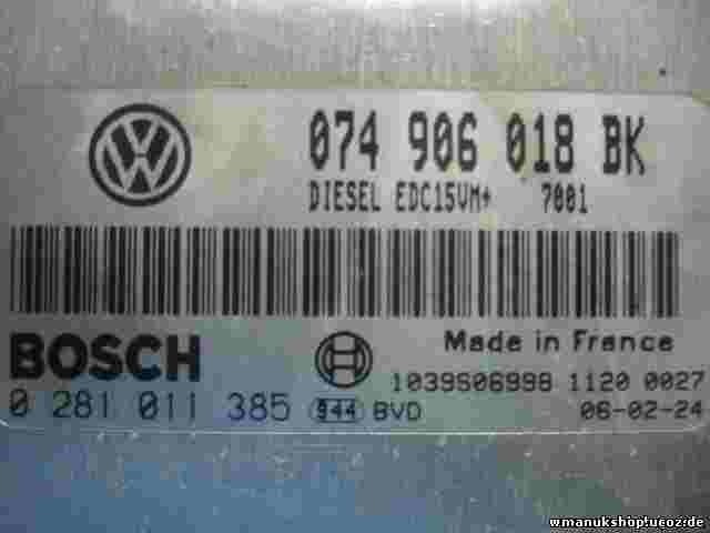 Centralina VW VOLKSWAGEN LT 2.5 AVR 074906018BK 1039S06998 BOSCH 0281011385