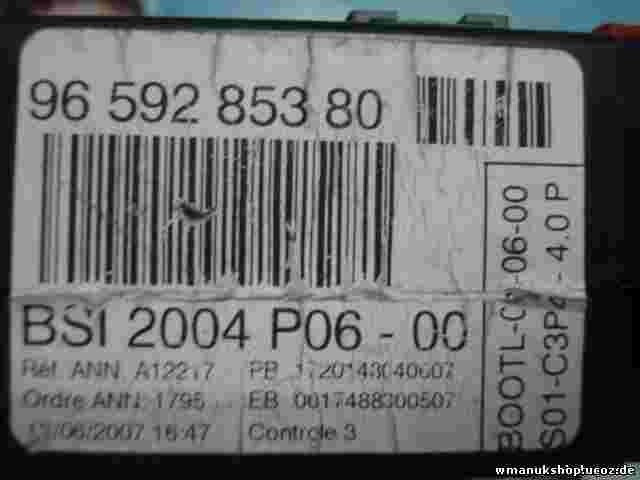 Scatola fusibili Citroen C3 Peugeot 207 BSI 2004 P06-00 9659285380