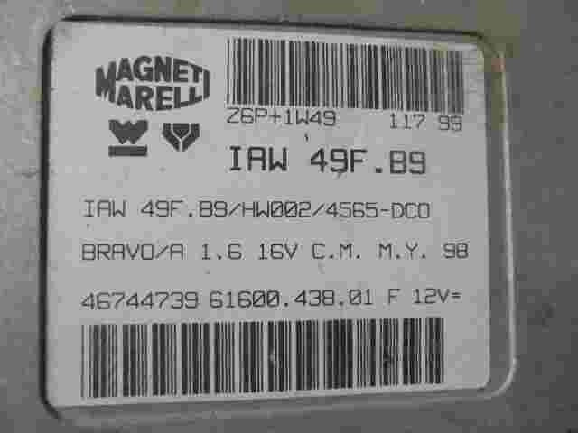 Centralita Fiat Bravo Brava 1.6 46744739 6160043801F MAGNETI MARELLI IAW49F89