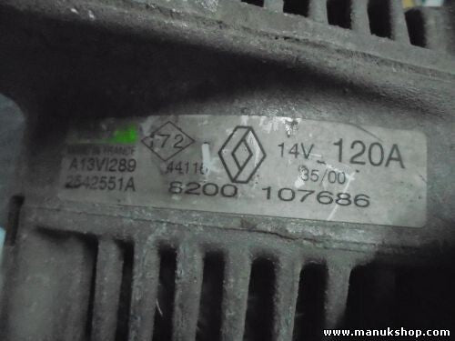 Alternador Renault Scenic RX4 8200107686 8200 107686 A13VI289 2542551A 14V 120A