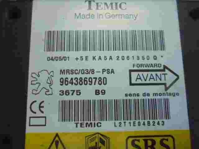 Sensore di impatto airbag Peugeot 607 9643869780 B9 Temic L2T1E04B243