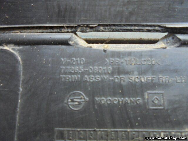 Estriberas taloneras acero trasero izquierdo Ssangyong 7726508010 772 650 8010