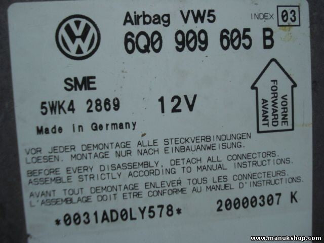 Sensor de impacto de airbag VW Polo Skoda Fabia Passat 3B 6Q0909605B index (03)