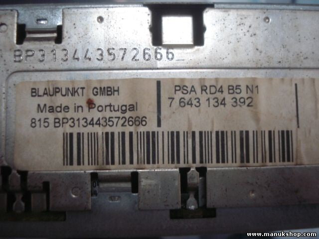 Radio CD Citroen C4 Peugeot 307 BLAUPUNKT 9647521077 7643134392 RD4 N1-00 PSA