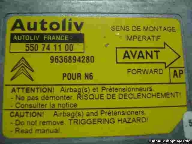 Sensor de impacto de airbag Citroen Xsara N6 (AP) 9636894280 550741100