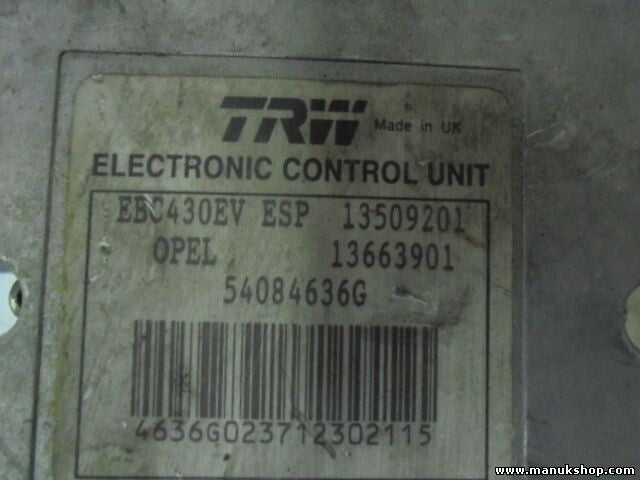 Unidad hidráulica del ABS Opel Vectra C GM 54084636G 09191497 ESP TRW 13663901