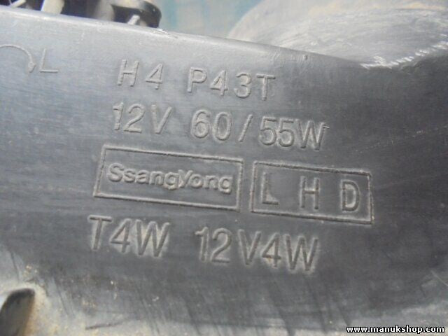 Faro delantero izquierdo SsangYong Musso H4 P43T 12V 60/55W LHD T4W 12V4W