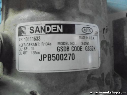 Compresor de Aire Land Rover Defender 2.4L SANDEN JPB500270 10111633 709GKA07