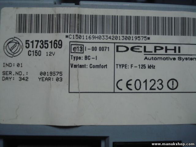 Ordenador de control del cuerpo Fiat Punto 188 51735169 0051735169 DELPHI IND.01