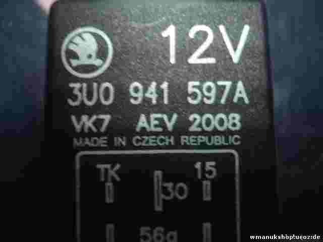 Relé de control de luz Skoda Superb I 3U0941597A 3U0 941 597A 3UO941597A Nr.456