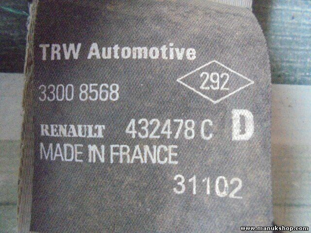 Cinturón de seguridad delantero derecho Renault Scénic I JA TRW 33008568 432478C