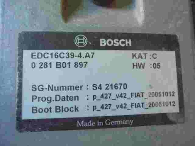 Centralita Iveco Daily Fiat Ducato EDC16C394A7 20051012 S421670 BOSCH 0281B01897