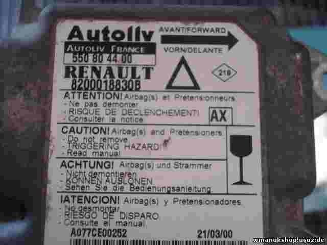 Sensore di impatto airbag Renault Laguna (AX) 8200018830B 550804400