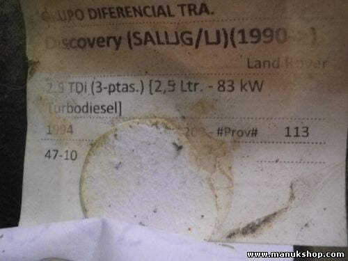 Grupo Diferencial Trasero Land Rover Discovery 200 2.5 TDI piñón 47/10 1989-1998