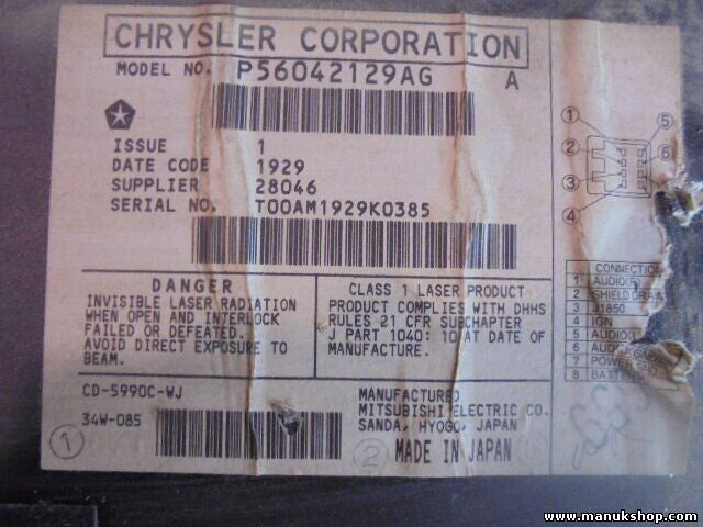 CD- Changer Jeep Grand Cherokee P56042129AG 56042129AG T00AM1929K0385