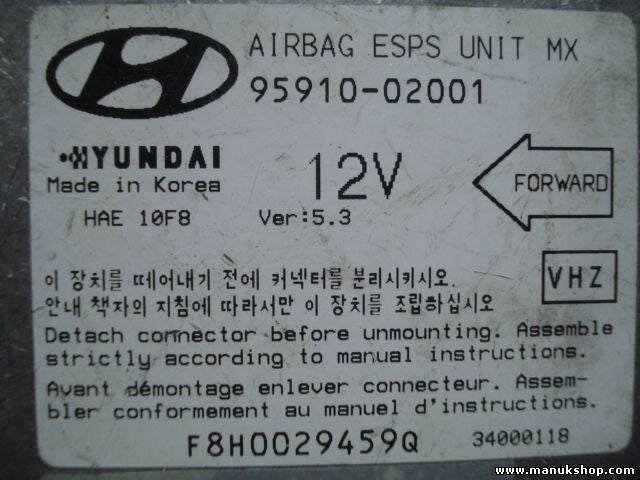 Airbag Centralita Hyundai Matrix HAE 10F8 9591002001 95910-02001 (VHZ) VER 5.3