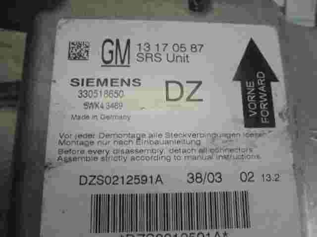 Sensore di impatto airbag Opel Vectra C (DZ) 13170587 13170587DZ 5WK43469