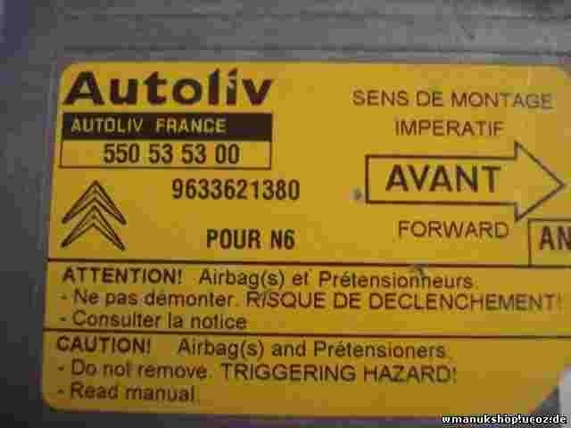 Sensor de impacto de airbag Citroen Xsara N6 (AN) 9633621380 550535300