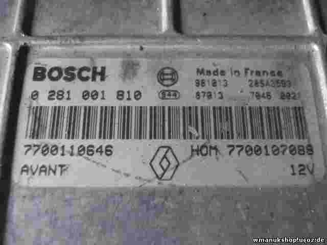 Centralita Renault Megane HOM7700107088 7700107088 7700110646 BOSCH 0281001810