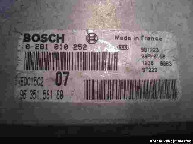 Centralita Peugeot 406 9635158180 96 351 581 80 EDC15C207 28FM0163 0281010252