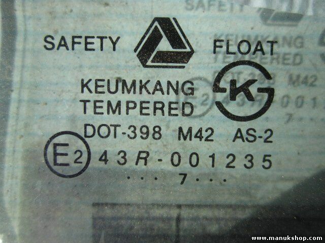 Vetro porta posteriore destro Hyundai Galloper II 43R001235 DOT398M42AS2