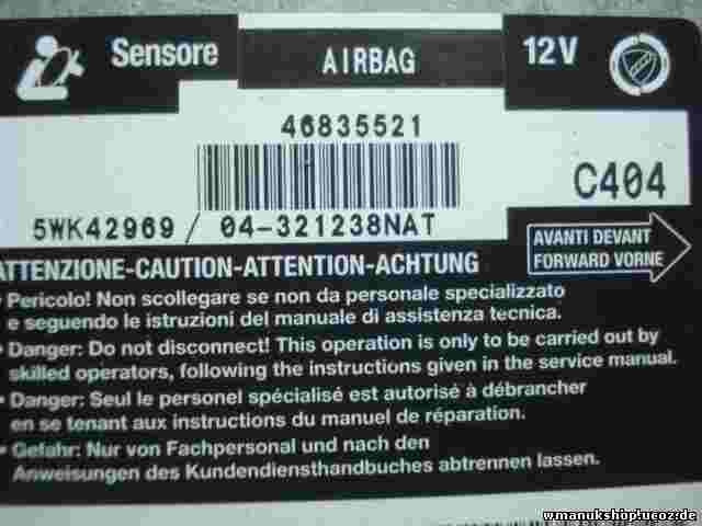 Sensor de impacto de airbag  Fiat Stilo 46835521 0046835521 321238NAT 5WK42969