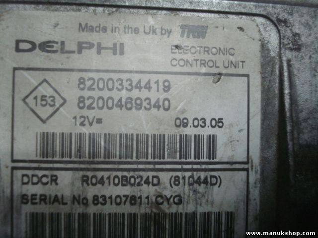 Centralita del motor Renault Megane 8200334419 8200469340 DDCR R0410B024D