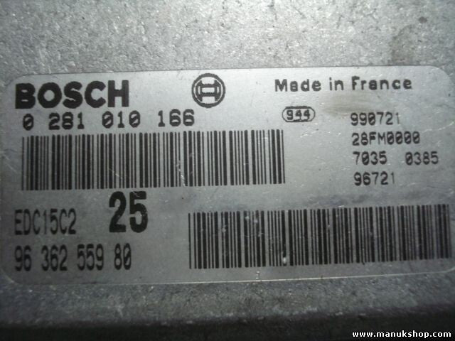 Centralita del motor  Peugeot 406 9636255980 EDC15C225 BOSCH 0281010166