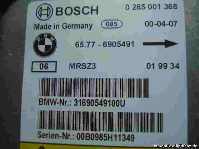 Sensor de impacto de airbag BMW E46 65.77-6905491 65776905491 BOSCH 0285001368