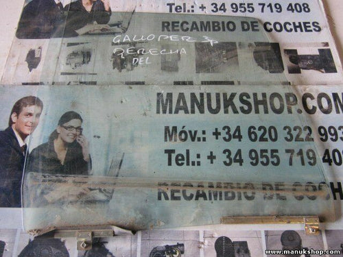 Vetro porta anteriore destra Hyundai Galloper 43R001235 DOT398 M42 AS2