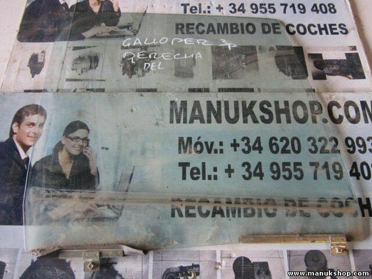 Vetro porta anteriore destra Hyundai Galloper 43R001235 DOT398 M42 AS2