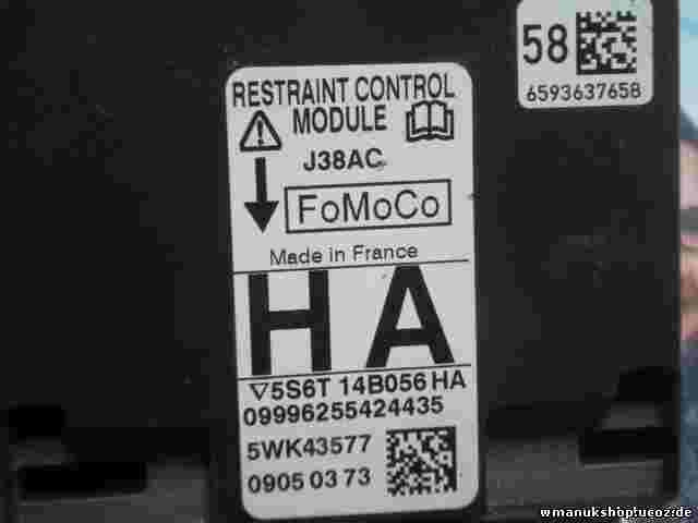 Sensor de impacto de airbag Ford Fiesta SRS J38AC 5S6T14B056HA SIEMENS 5WK43577