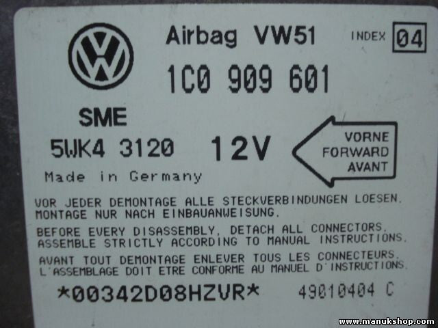 Sensor de impacto de airbag VW Volkswagen 1CO909601 INDEX 04 5WK43120 5WK4 3120