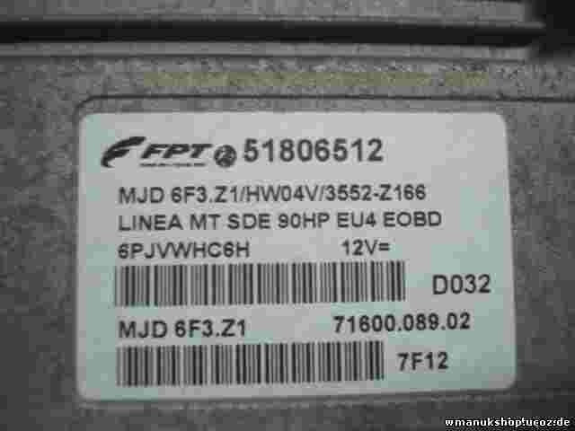 Centralita Fiat Linea 1.3 7160008902 71600.089.02 MJD6F3Z1 51806512 0051806512