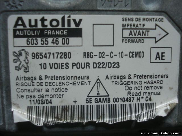 Sensor de impacto de airbag Peugeot 407 (AE) 9654717280 AUTOLIV 603554600