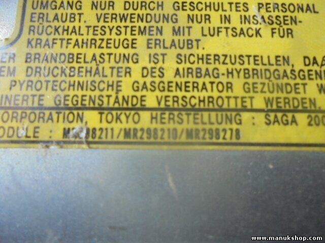 Airbag del pasajero Mitsubishi MR298211 MR298210 MR298278 320003988