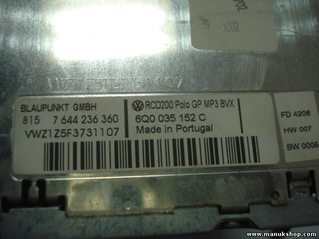 Radio CD WMA MP3 VW Volkswagen Polo 9N 6Q0035152C 6Q0 035 152 C Z5F3731107