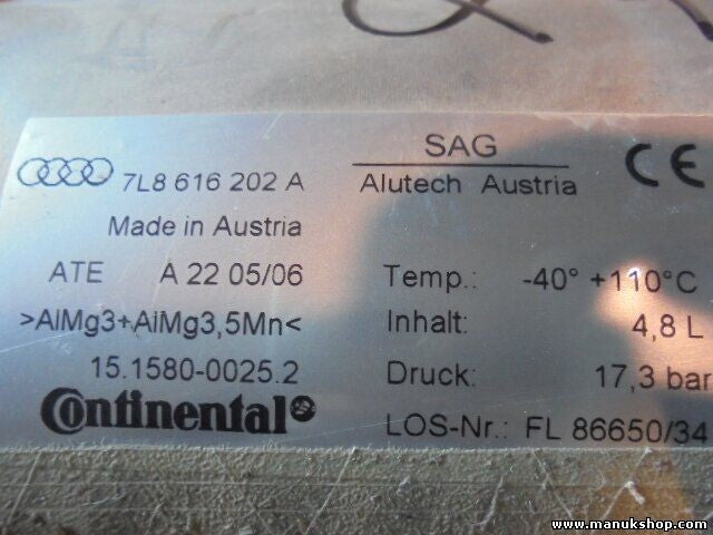 Receptor de aire Audi Q7 4.8L 07-15 7L8616202A ATE A220506 15158000252