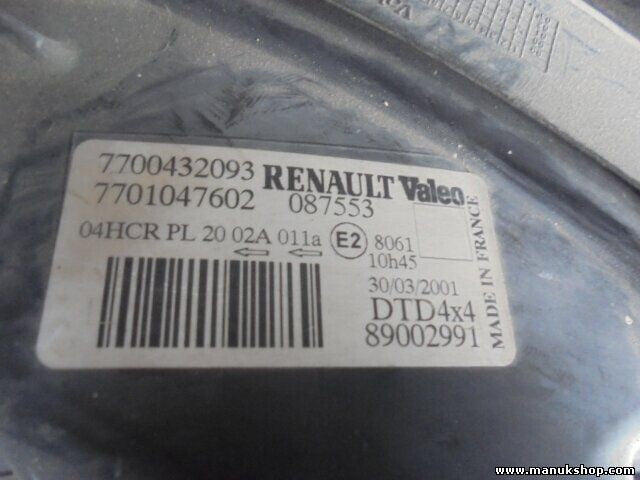 Faro delantero derecho Renault Scenic 7700432093 7701047602 89002991