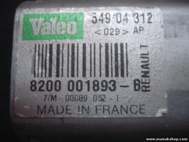 Motor del limpiaparabrisas trasero  Renault 54904312 8200001893B 8200001893