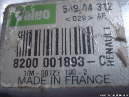 Motor del limpiaparabrisas trasero Renault 8200001893C Valeo 54904312