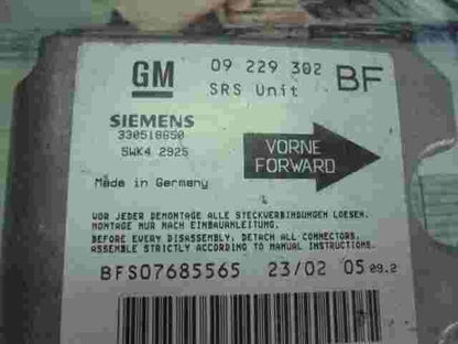 Sensore impatto airbag Opel Astra G BF 09229302 330518650 SIEMENS 5WK42925