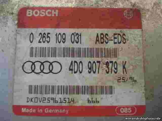 ABS Centralita  Audi A4 A6 A8 4D0907379K 4DO907379K BOSCH 0265109031