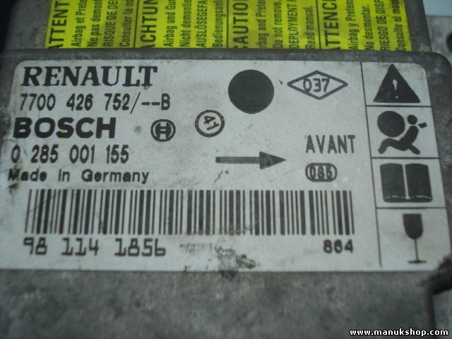 Airbag Centralita Renault 7700426752B B BOSCH 0285001155 0 285 001 155