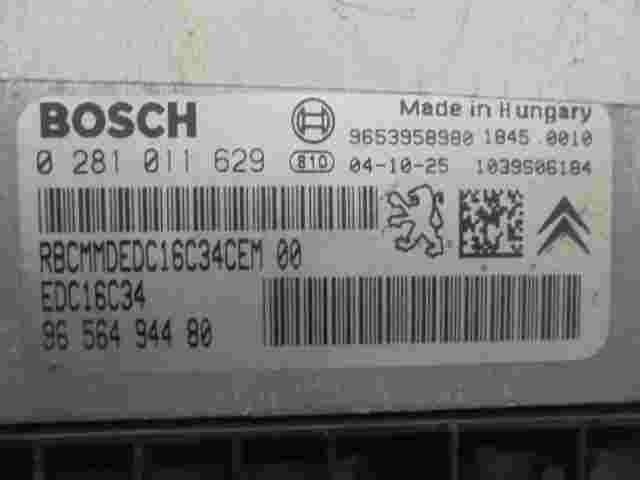 Centralita Citroen C4 Peugeot 9656494480 9653958980 EDC16C34 BOSCH 0281011629